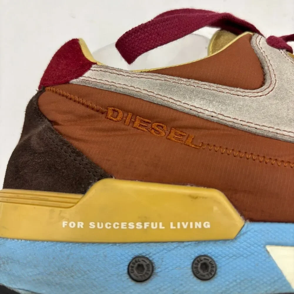 Diesel Absolute Sneakers Mens US 12 Multicolor Leather Suede Mesh Lace Up Shoes